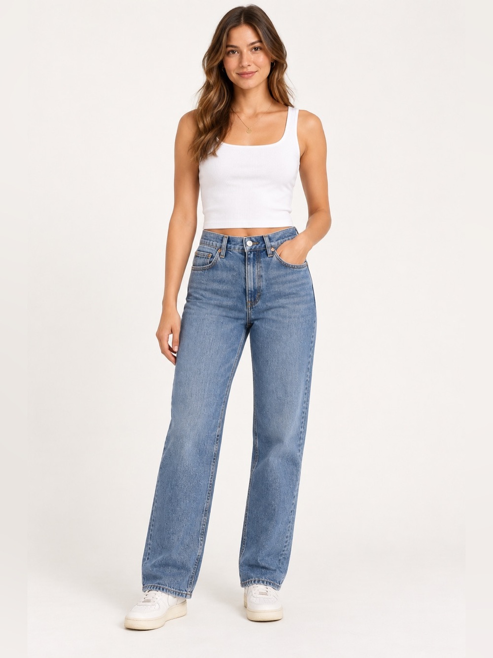 Classic High-Rise Straight Leg Jeans - Dark Blue
